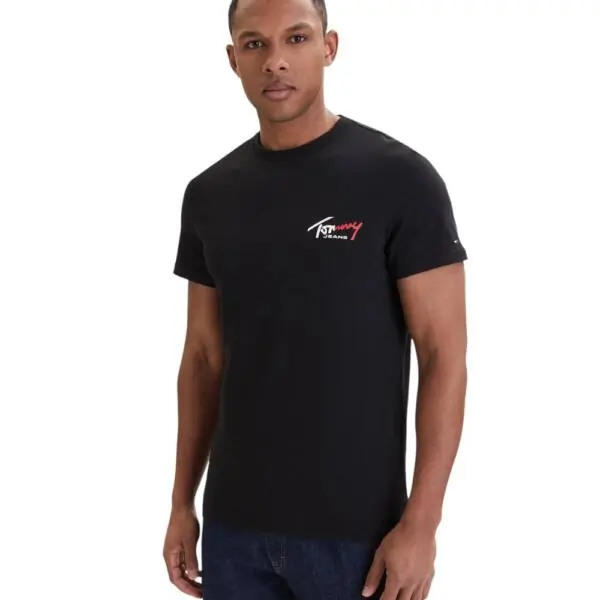 Tommy Hilfiger - Ανδρικό T-shirt Tjw Sign Slim Fit DM0DM22538-BDS Μαύρο
