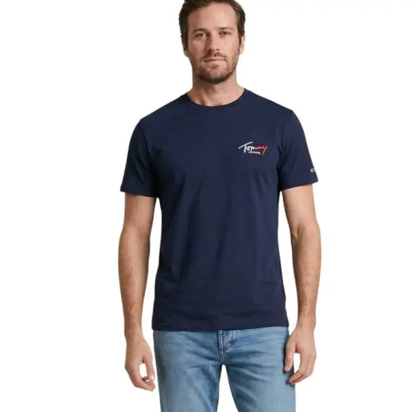 Tommy Hilfiger - Ανδρικό T-shirt Tjw Sign Slim Fit DM0DM22538-C1G Μπλε Ναυτικό