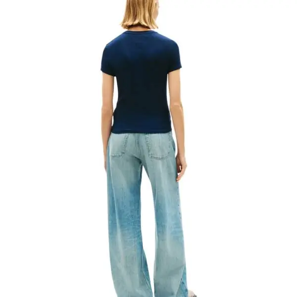 Tommy Hilfiger - Γυναικείο T-shirt Linear Slim Fit DW0DW18398-0G0 Μπλε Σκούρο DW0DW18398-0G0