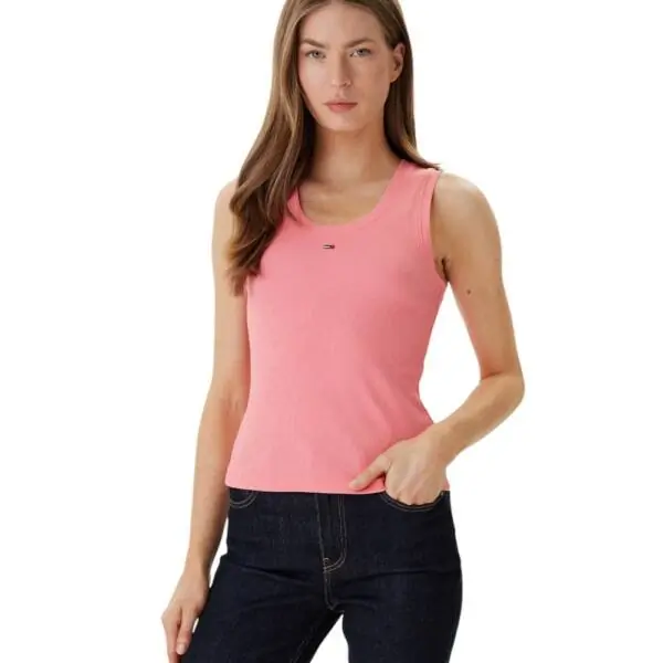 Tommy Hilfiger - Γυναικείο T-shirt Αμάνικο Rib Essential Tank Top Slim Fit DW0DW20673-TIE Ροζ