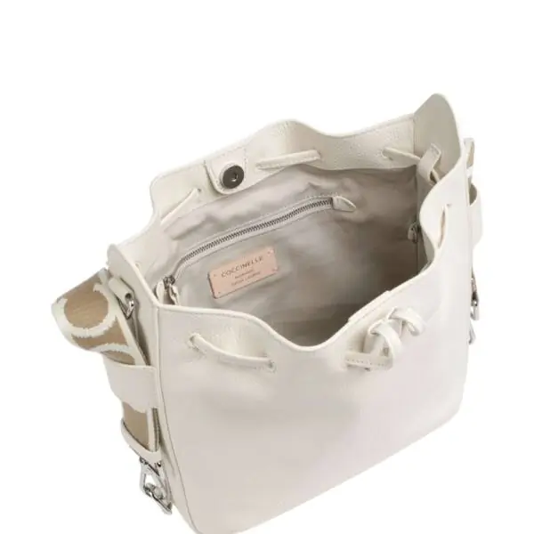 Coccinelle - Γυναικεία τσάντα Ώμου Gretel Ribbon E1U6C230101-N17 Εκρού E1U6C230101-N17