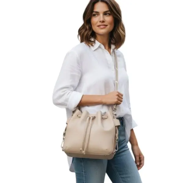 Coccinelle - Γυναικεία τσάντα Ώμου Gretel Ribbon E1U6C230101-N64 Μπεζ E1U6C230101-N64