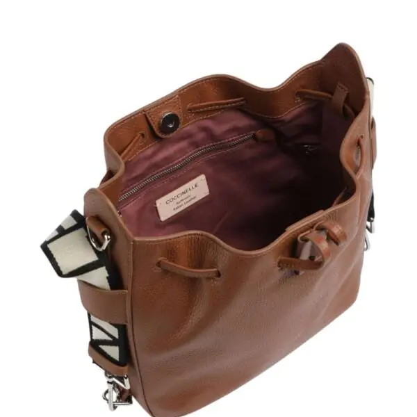 Coccinelle - Γυναικεία τσάντα Ώμου Gretel Ribbon E1U6C230101-W11 Καφέ E1U6C230101-W11