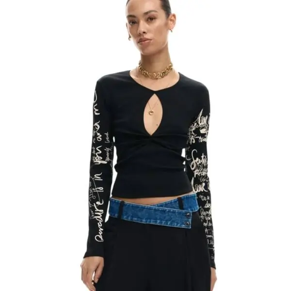 Desigual - Γυναικεία Μπλούζα Zagreb 26SWTK18-2000 Μαύρο 26SWTK18-2000