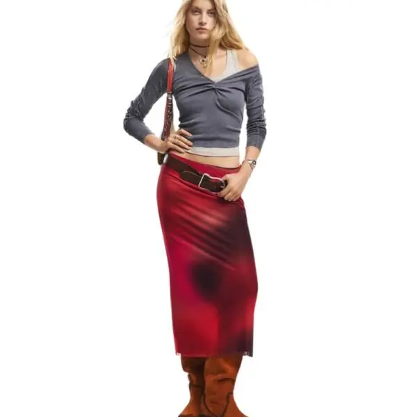 Desigual - Γυναικεία Φούστα Midi Asmee 26SWFK02-3098 Βιολετί 26SWFK02-3098