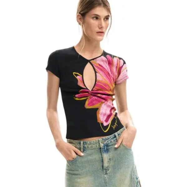 Desigual - Γυναικείο T-shirt Dublin 26SWTK05-2000 Μαύρο 26SWTK05-2000