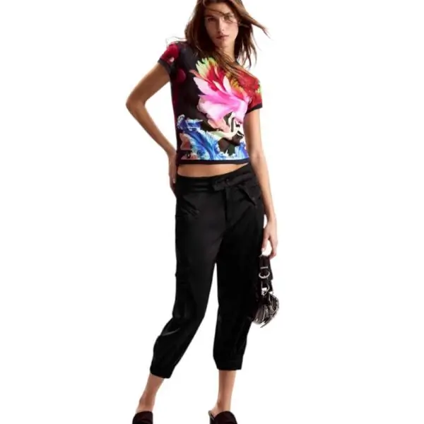 Desigual - Γυναικείο T-shirt Multiflowers Lacroix 26SWTK49-9019 Μαύρο 26SWTK49-9019