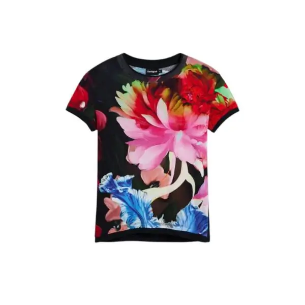 Desigual - Γυναικείο T-shirt Multiflowers Lacroix 26SWTK49-9019 Μαύρο