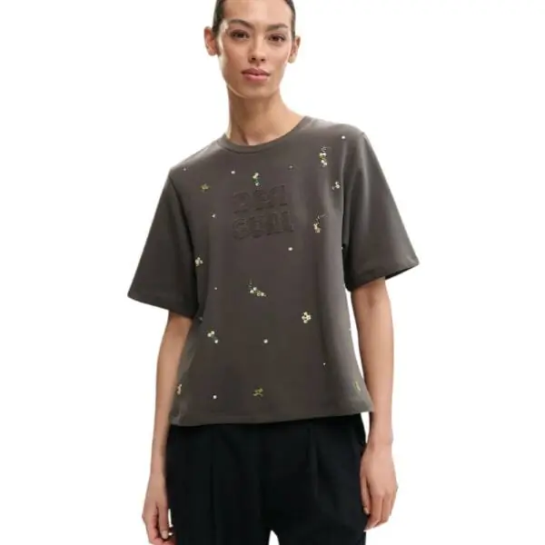 Desigual - Γυναικείο T-shirt Oporto 26SWTK09-2064 Γκρι 26SWTK09-2064