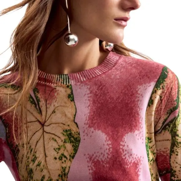 Desigual - Γυναικείο Πουλόβερ Leaf Lacroix 26SWJF45-3049 Ροζ 26SWJF45-3049