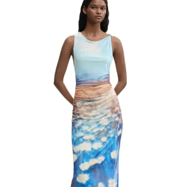 Desigual - Γυναικείο Φόρεμα Maxi Vermont 26SWVK28-5045 Γαλάζιο