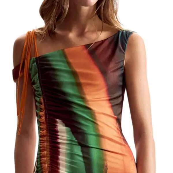 Desigual - Γυναικείο Φόρεμα Midi Paint Lacroix 26SWVK17-1001 Ριγέ 26SWVK17-1001