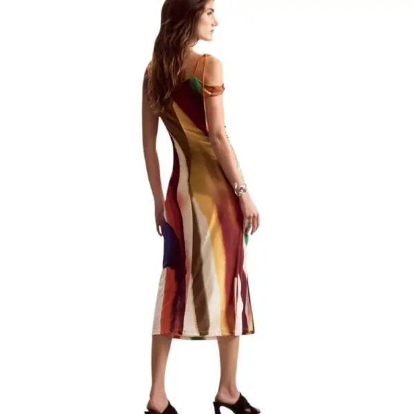 Desigual - Γυναικείο Φόρεμα Midi Paint Lacroix 26SWVK17-1001 Ριγέ 26SWVK17-1001