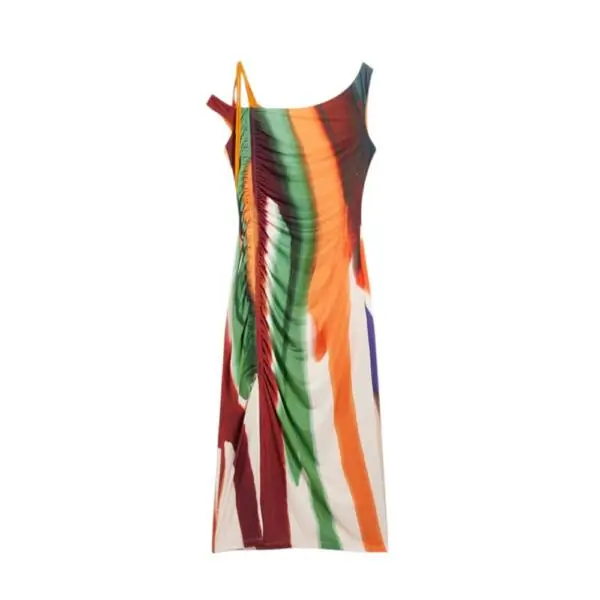 Desigual - Γυναικείο Φόρεμα Midi Paint Lacroix 26SWVK17-1001 Ριγέ