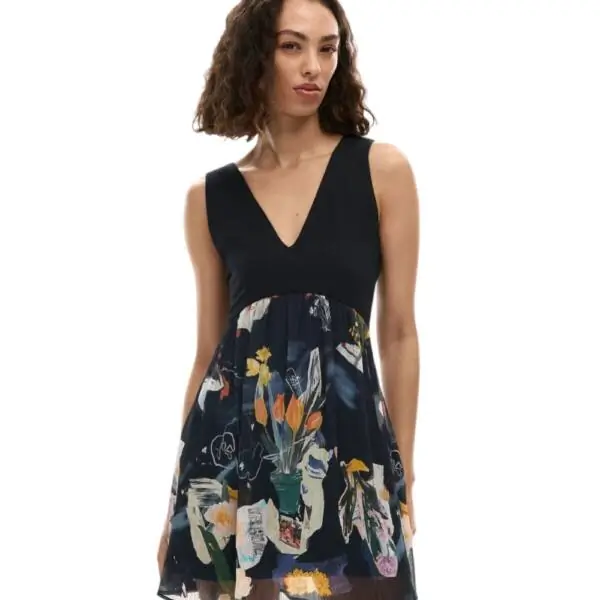 Desigual - Γυναικείο Φόρεμα Vest Uve Collage 26SWVW47-2000 Μαύρο 26SWVW47-2000