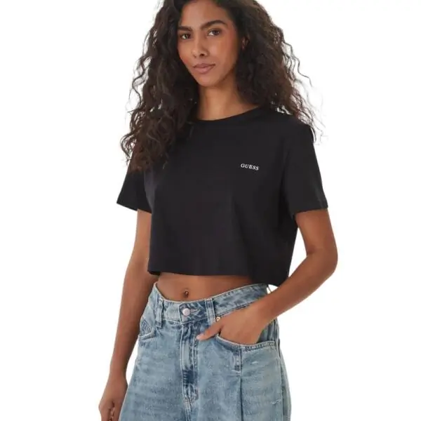Guess - Γυναικείο T-Shirt Crop Top V6GI17K2984-JBLK Μαύρο