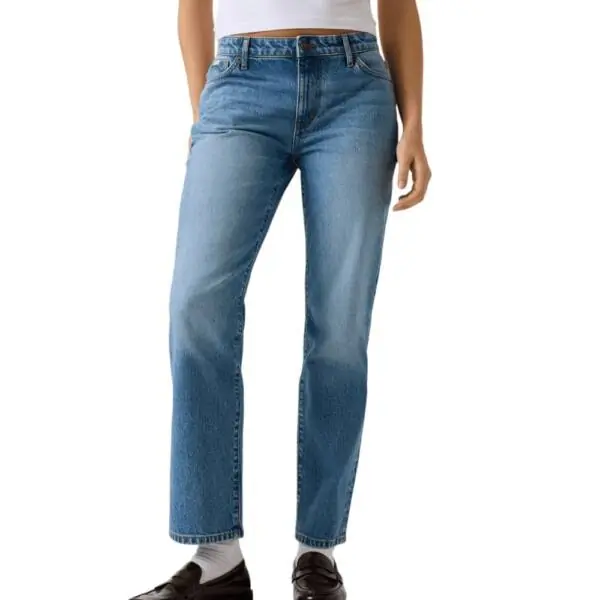 Guess - Γυναικείο Παντελόνι Τζιν G08 Mid Rise Straight W5YA98D6332-INLV Μπλε W5YA98D6332-INLV