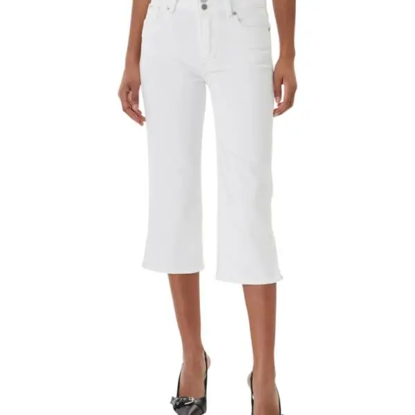 Guess - Γυναικείο Παντελόνι Τζιν High Rise Capri W6GA2GD0131-GJOV Λευκό